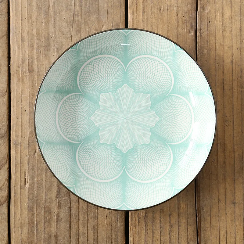 Гироборд с колесами 8 дюймов творческий Nordic Стиль Цвет печать подглазурная Керамика набор посуды для дома круглый глубокий еда тарелка наборы для ухода за кожей - Цвет: B