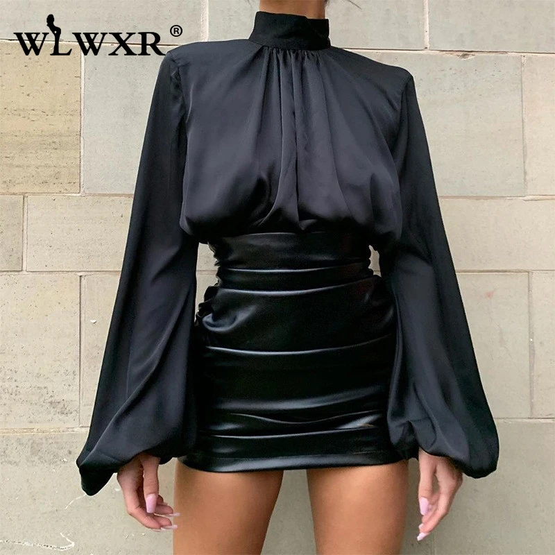 WLWXR осенне-зимняя водолазка Сексуальная Блузка для женщин рубашка с