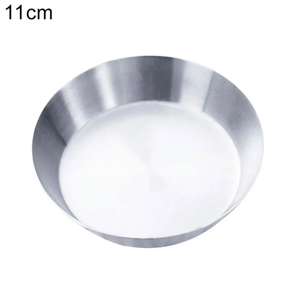 12cm perfk Dish Plate Stainless Steel Bowl Salad Bowls Plate Round Plate Eco-Friendly Washable Portable Silver 