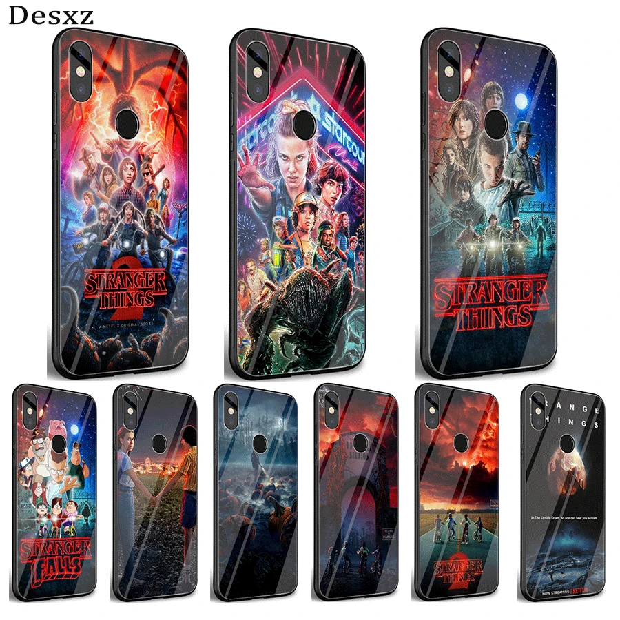 

Mobile Phone Glass Case For Xiaomi Note 5 6 7 Pro F1 A1 A2 4X 5X 6X 9 Cover TPU Stranger Things Shell