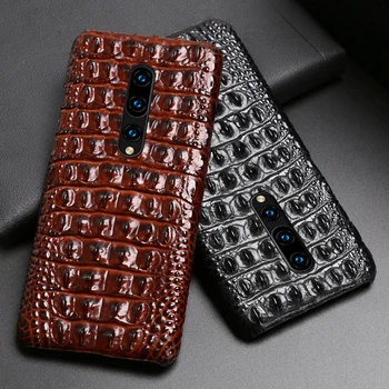 

Genuine Leather Phone Case For Oneplus 8 Pro 7 Pro 7T Pro 6 6T 5 5T 3 3T Case Crocodile Back Texture Back Cover Cowhide Funda