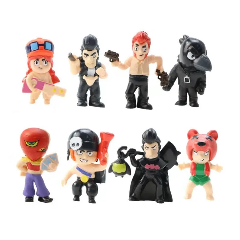 

8pcs/lot Brawl Stars Action Figure toys Shelly Colt Jessie Brawl Stars Acrylic Model Toys for boy girl christmas gift