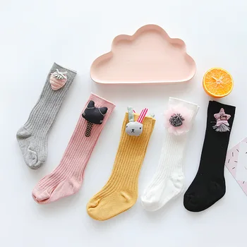 

Baby Girls Socks Winter Warm Cotton Knee High Socks for Girl Floral Socks for Baby Princess Leg Warmer Fashion Brand