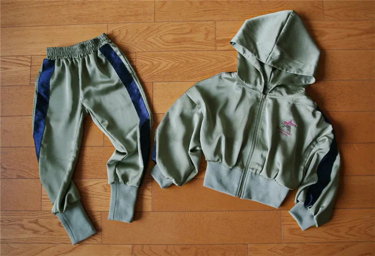 Спортивный костюм для девочек осень г., детский комплект с капюшоном, Детский комплект из двух предметов Детское пальто для отдыха и штаны модная детская одежда#5391