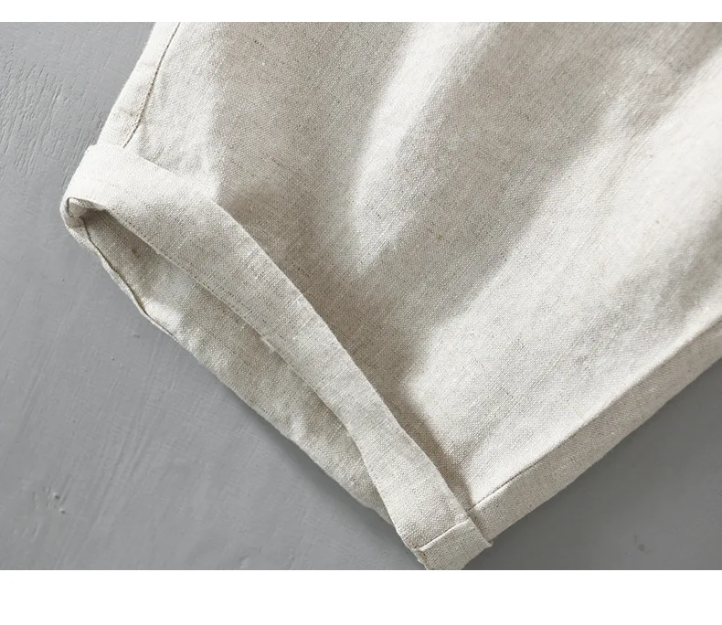 Linen Beach Shorts Mid Waist Men’s Summer Casual Business Straight Fit Pants