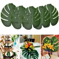 Tropical Palm Leaves Summer Monstera Artificial Silk Turtle Leaves For Home Hawaiian Luau Beach Wedding Party Decor Fake Plants 2