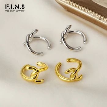 

F.I.N.S 1PC Fashion NEW S925 Silver Knotted Ear Clip without Piercing Wind Sterling Silver Ear Bone Fine Jewelry Christmas Gift