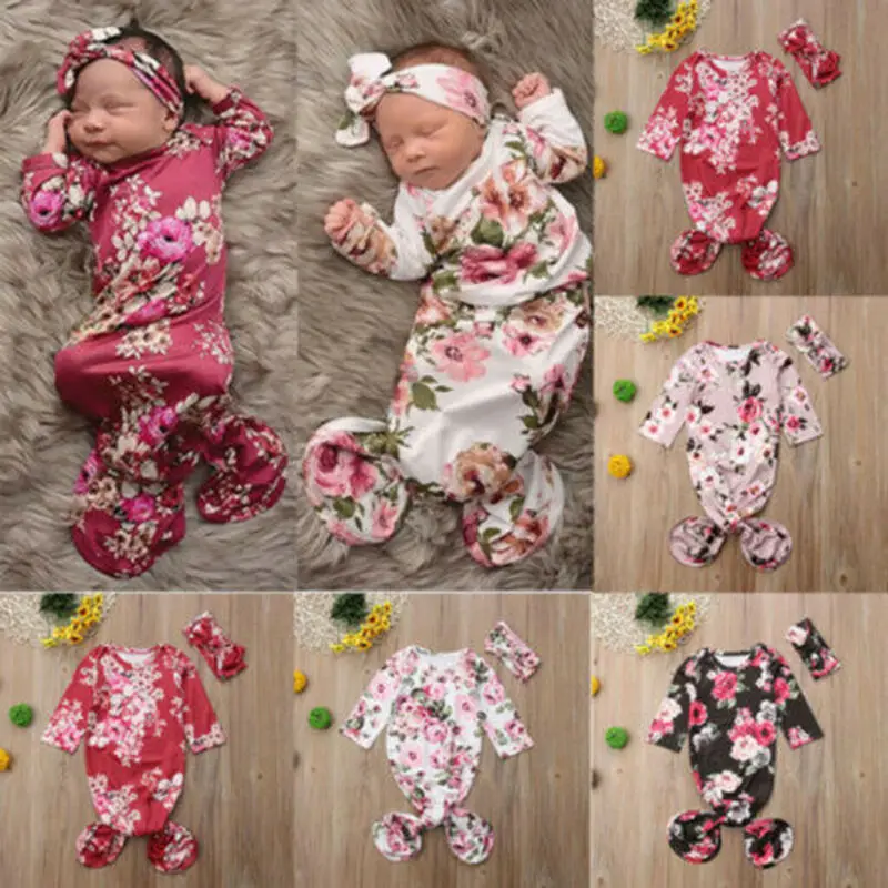 Модное детское одеяло с цветочным принтом для маленьких девочек и мальчиков; спальный мешок с цветочным принтом для новорожденных; повязка на голову; комбинезон; 6 месяцев