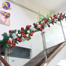 Новогоднее украшение для дома Рождественский Декор лестничная погремушка розовый красный Рождественский ротанг 2,7 метров длина