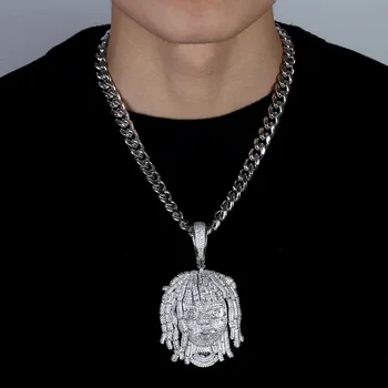 

Hip Hop Micro Paved AAA+ Cubic Zirconia Iced Out Bling Famous Cartoon Lil pumpS Pendants Necklace for Men Jewelry Silver Color