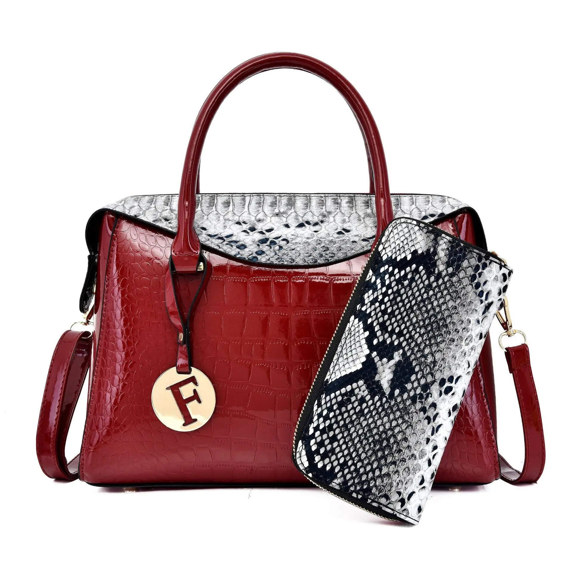 

2019 Fashion New Style Bright Surface Crocodile Pattern Hand Shoulder Casual WOMEN'S Bag Bag Large Capacity Snakeskin WOMEN'S Ba