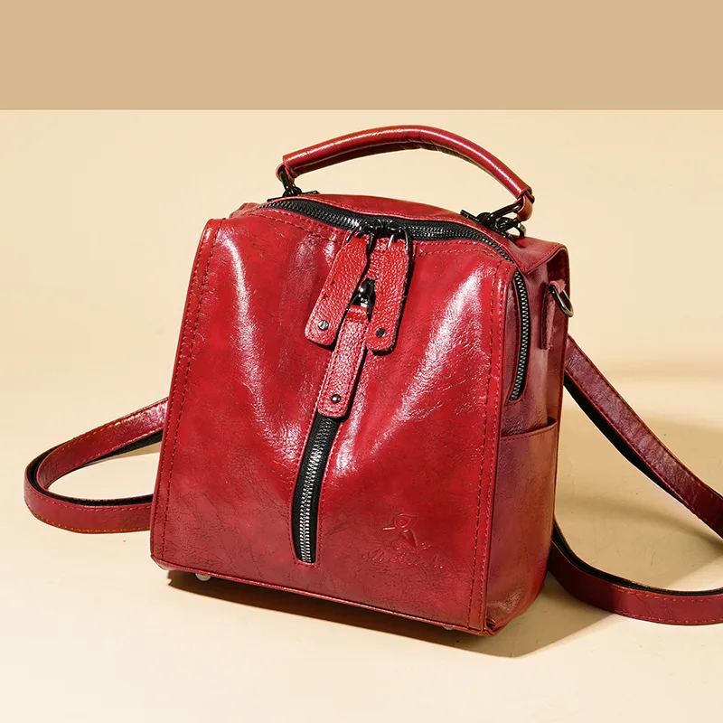 Винтажные женские сумки из натуральной кожи, простые маленькие сумки через плечо, женская сумка-мессенджер для женщин - Цвет: Красный