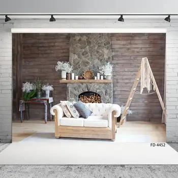 

Photography Backgrounds Living Room Fireplace Sofa Vinyl Cloth Backdrop for Children Baby Family Party Photophone Photo Studio
