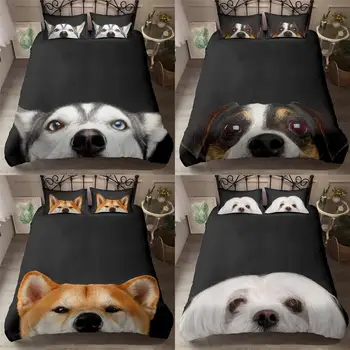 

ZEIMON 3d Duvet Cover Funny Dogs Head Bedding Set With Pillowcase Single Queen King Size Polyester Bedspread Animal Bedclothes