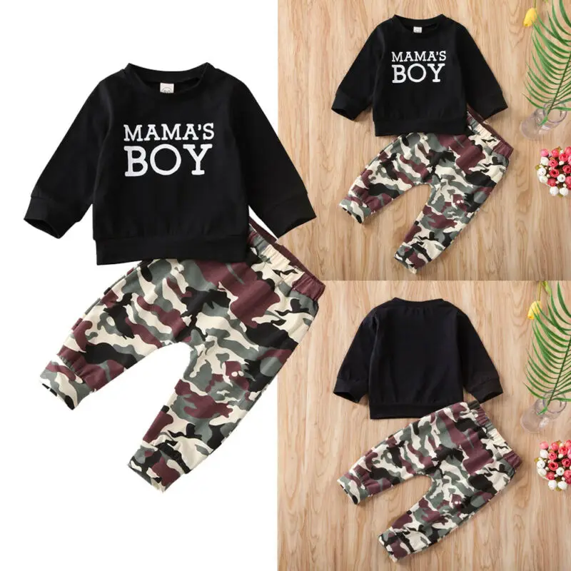 MAMA'S/Одежда для маленьких мальчиков; толстовка для мальчиков; Топ; камуфляжные штаны; комплекты одежды; Спортивный костюм; комплект одежды для мальчиков; сезон осень-зима