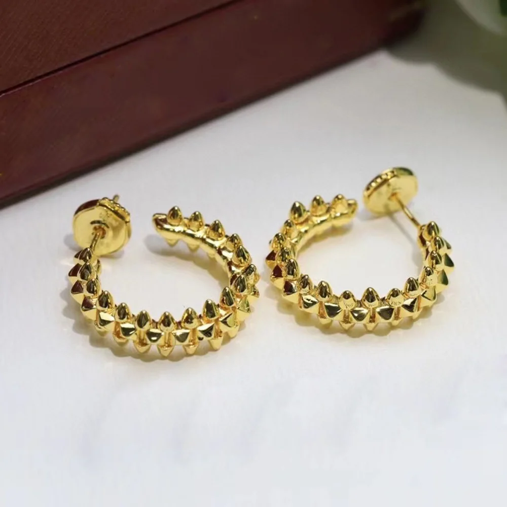 

Fashion Brand Luxurious Gold Rivet Nail Ear Women's Hoop Earrings Street Gorgeous Style Beads Movable Hot Selling Jewelry Silver