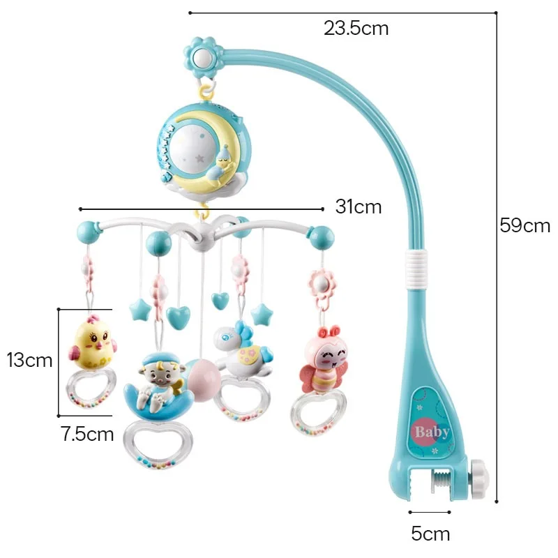Hot Bed Bell Rattle Toy 0-18 Months Music Bedside Bell Projection Infants Pacify Toy