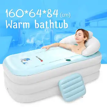 

160x64x84 Adult Portable Inflatable Bathtub Home Folding Thickening Bath Tub Sit Lie PVC Inflatable Bath for SPA bathtub