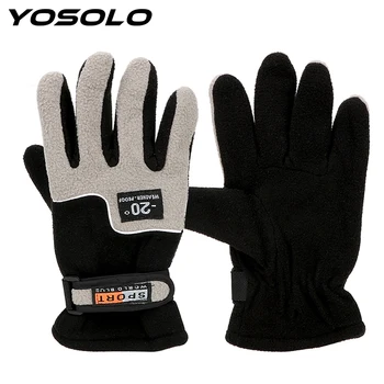 

YOSOLO Soft Fleece Motocycle Gloves Winter Warm Windproof Motorcycle Protective Gears Full Finger Ski Riding Gloves