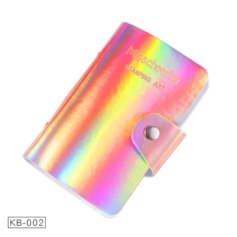 rose gold 20 слотов голографическая штамповочная пластина чехол держатель для шаблонной коллекции высокий лазерный эффект практичный дизайн ногтей тарелка-Органайзер - Цвет: rose gold