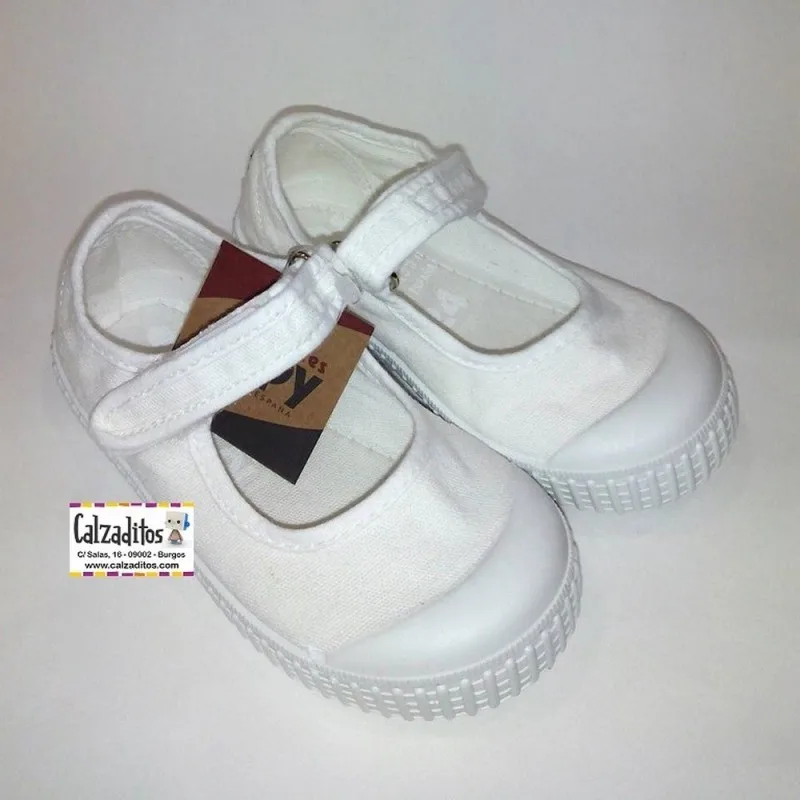 Tela Mary Janes Con Effetto Lavaggio Colore Bianco, Lonette Zapy