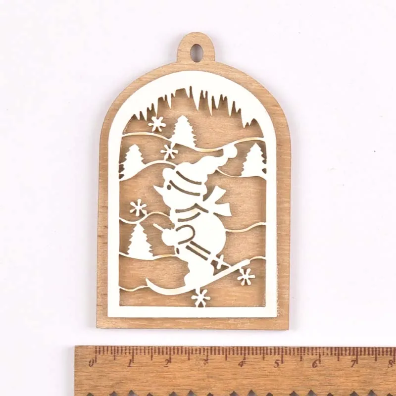 Снеговик/Ангел/снежинка белые деревянные ломтики подвесные украшения для рождественской елки рождественские поделки Ecor 2 шт Детские подарки m2528 - Цвет: 1