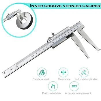 

Inside Groove Caliper, High Accuracy Carbon Steel Double Claw Inner Groove Vernier Calipers(10-160mm)