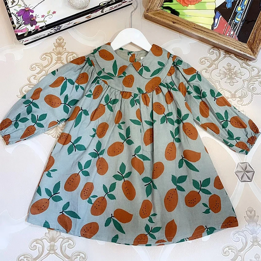 559C Radish Print Brand Princess Toddler Baby Girl Christmas Dress Fall Winter Party Kid Dress ForGirl Thanksgiving Baby Clothes