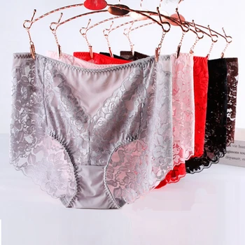 

Lace Transparent Panties Plus Size 7XL Underwear Elegant Women's High Waist Brief Sexy Panties Large Size Black White Color