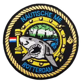 

nautische me rotterdam shark patch iron on backing punk military skull embroidered rider biker patches for back vest hat