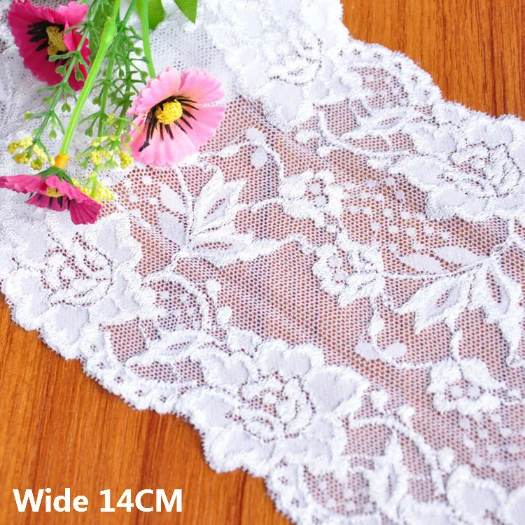 

14CM Wide Luxury White Voile Lace Trim 3D Flowers Embroidery Ribbon Wedding Dress Guipure Appliques DIY Clothing Sewing Supplies