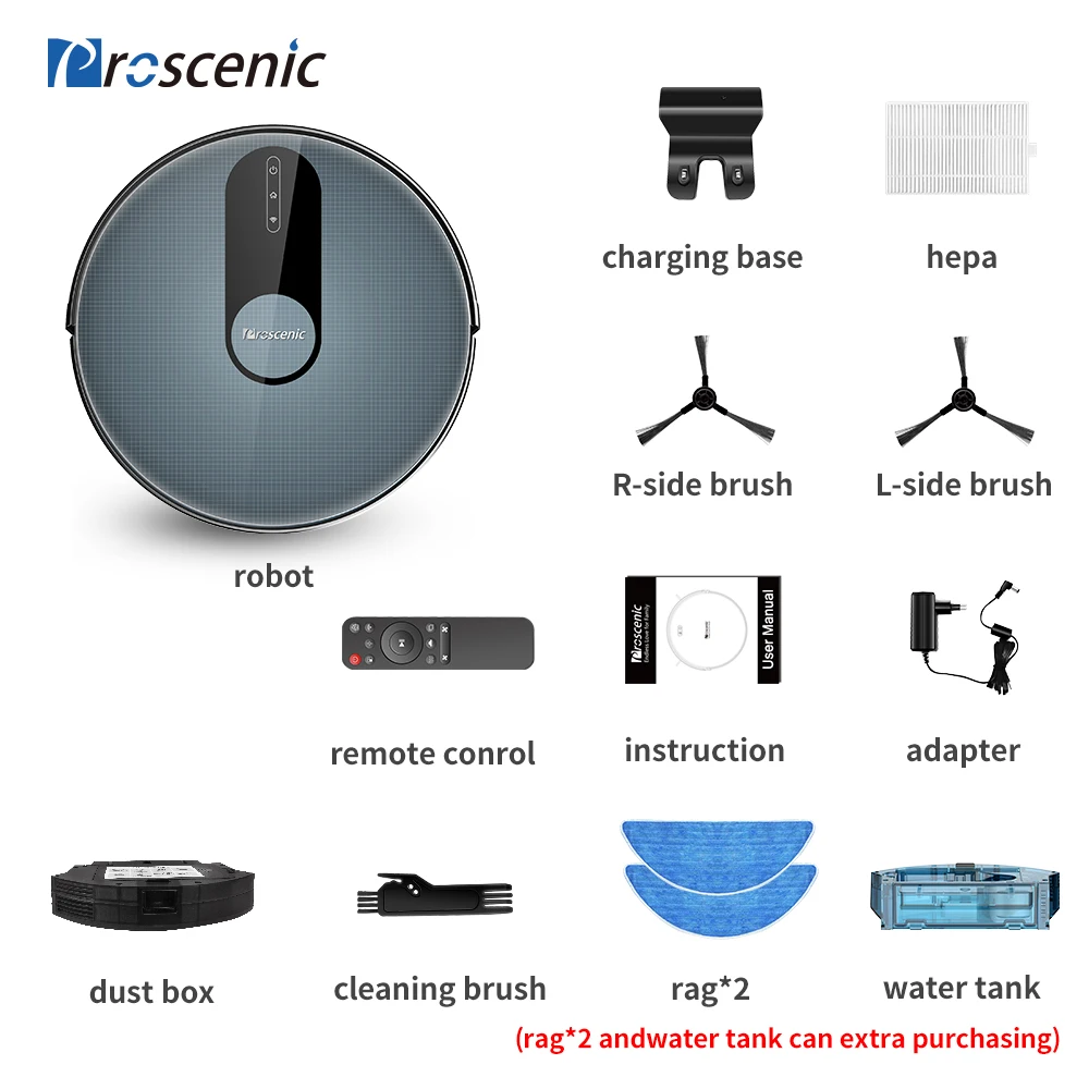 Proscenic 820P Robot Vacuum Cleaner Smart Planned 1800Pa Suction with wet cleaning for Home Carpet Cleaner Washing Smart Robot