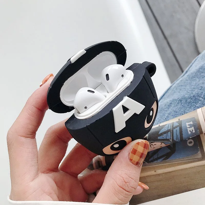 Милый чехол для AirPods силиконовый bluetooth наушники чехол для Airpods 2 Мультфильм защитный чехол 3D Дизайн Marvel Капитан Америка