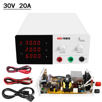 

New 220V EU 4 Digits DC Adjustable Power Supply 30V 20A Lab Switching Voltage Regulators Power Source Repair Tool LED Digital