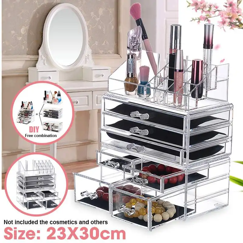 

6-layer Free Combination Drawer DIY Desktop Transparent Acrylic Cosmetics Makeup Organizer Jewelry Storage Box