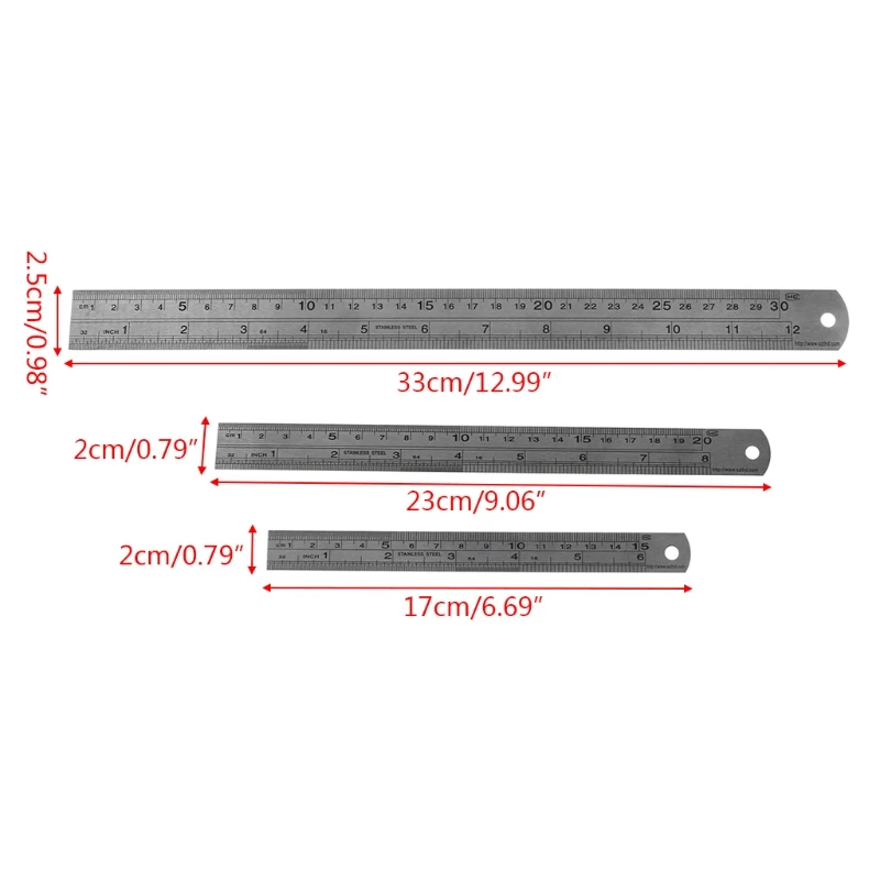 

Double Side Stainless Steel Metric Straight Ruler Measuring Tools Precision New LX9A