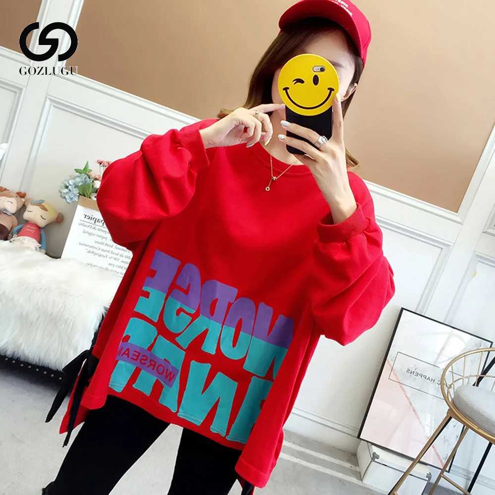 

New Women Casual Letter Color Hoodies Ladies New Winter Autumn Warm Sweatshirt Long