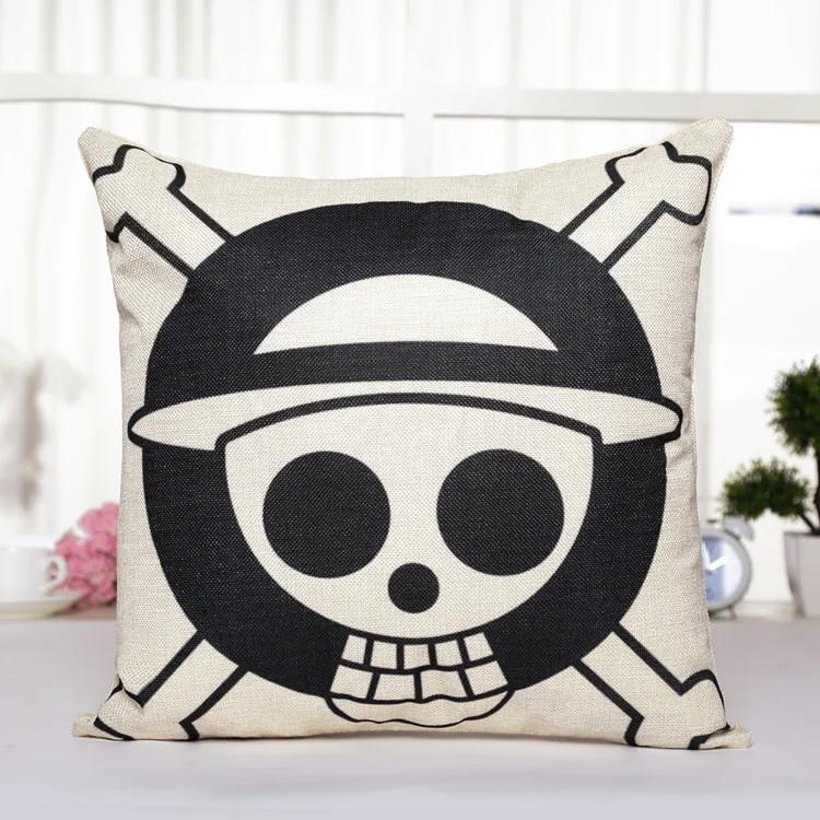 45*45 cm One Piece Action Figure plush toys cartoon Living room pendant flax pillow cover Bedroom Deco dolls for kids party