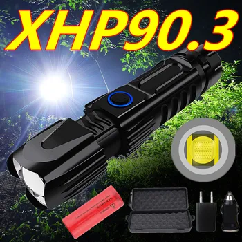 

MINI Super Bright XHP90.3 Most Powerful Flashlight Rechargeable LED Hunting Hand Lamp USB Torch XHP70 26650 Zoom Flash Light