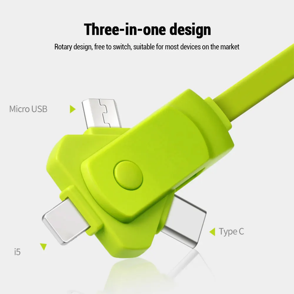 KISSCASE 3 в 1 USB кабель Быстрая зарядка usb type C кабель мобильного телефона Кабели микро-usb type C Быстрая зарядка для iPhone 6S 7 8 6