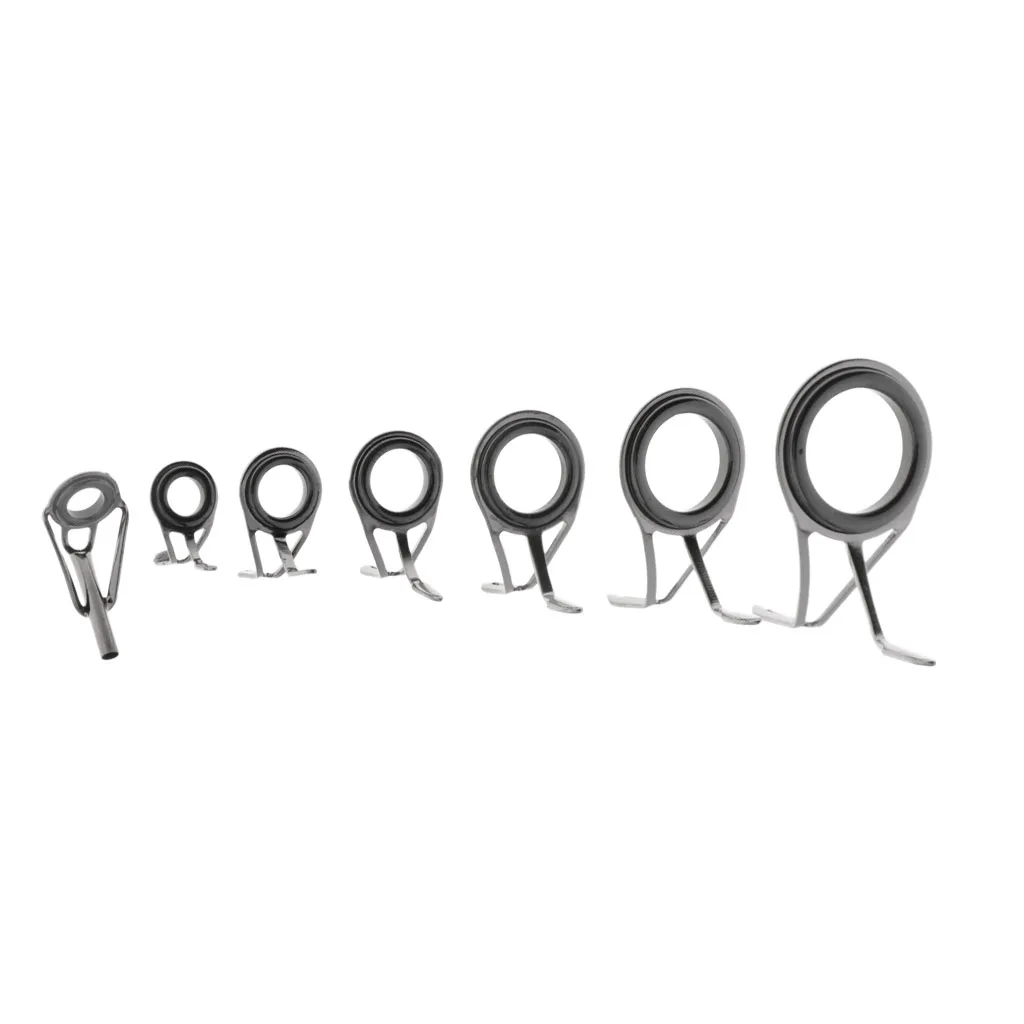 7pcs Double Leg Guides Fishing Rod Eye Ring Tangle Free DIY Rod Building Pole Rod Repair Kit