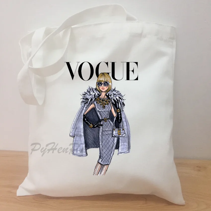 Vogue печати Для женщин Холст Большие Ёмкость Винтаж Harajuku Мультфильм Повседневное Наплечная Сумка; трендовая Стиль сумка-мешок Для женщин сумка для покупок - Цвет: C6