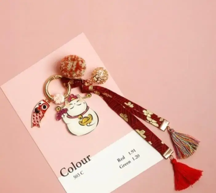 1 предмет; Новинка; Симпатичные японские с изображением из мультфильма Lucky Cat Ленточки сумка для ключей подвесная фигурка игрушки для подарок для ребенка - Цвет: 1