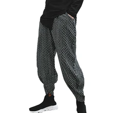 Мужские осенние зимние толстые шерстяные полосатые повседневные Широкие штаны-шаровары, мужские японские кимоно, уличная одежда в стиле хип-хоп, брюки для бега, спортивные штаны