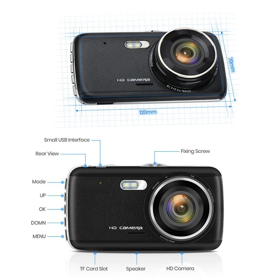 Anfilite 1080P видео регистратор 4 дюймов ips ADAS Dash Cam двойной объектив ночного видения автомобильные видеорегистраторы