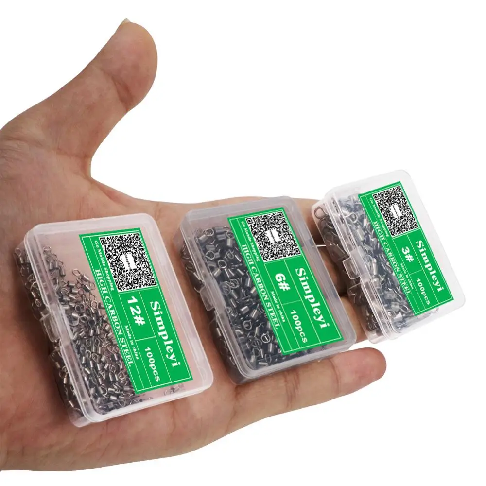 50-100pcs/box Fishing Barrel Bearing Rolling Swivel Solid Ring LB Lures Connector 14 Size Fishing Tackle Accessories Fish Tool