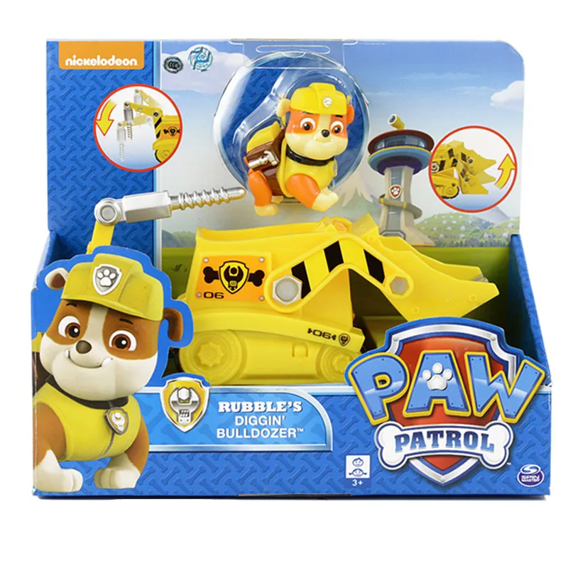 Rubble box Подлинный Игрушечный Набор Paw Patrol игрушечный автомобиль Эверест Аполлон трекер Райдер Скай прокрутка фигурка аниме модель детские игрушки - Цвет: Rubble box