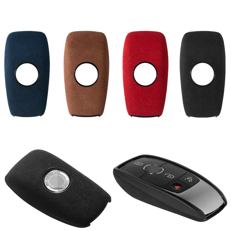 

Suede Car Key Cover Fob Entry Shell Case For Mercedes Benz AMG A S E Class S350 S500 E300 (16-18) / A180 A200 CLS300 (18-19)