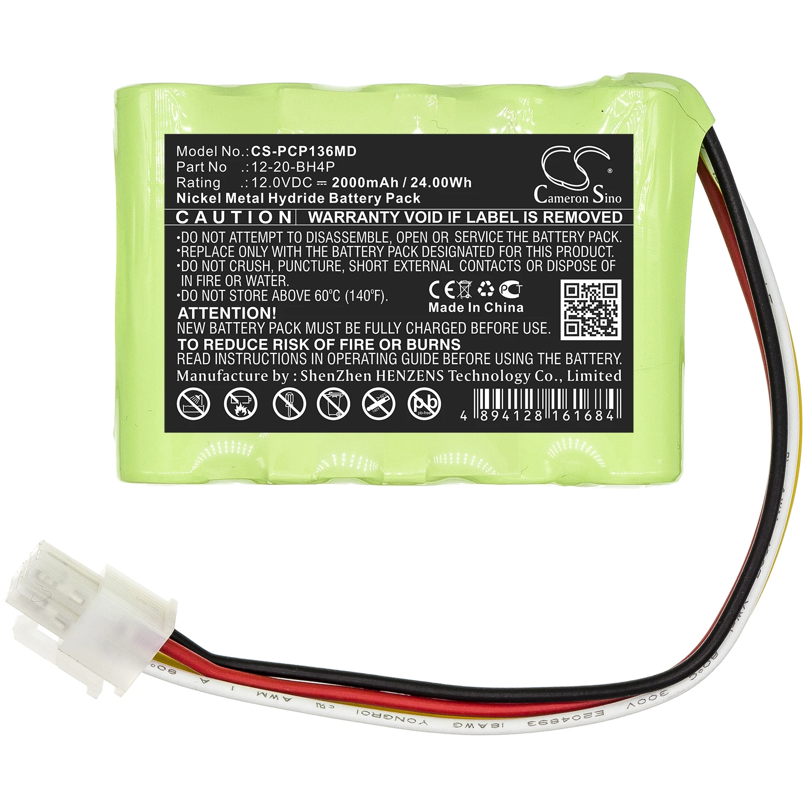 

Battery for Prism CP-136, CP136 Ceiling Hoist Motos, FSG-136, 12-20-BH4P 12-20-BH4P, 12.0V/mA