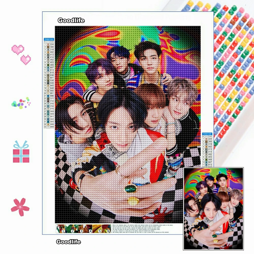 5D DIY Diamond Painting KPOP Korean Boy Group NCT DREAM Embroidery Full Drill Cross Stitch Picture Rhinestone Craft Home Decor